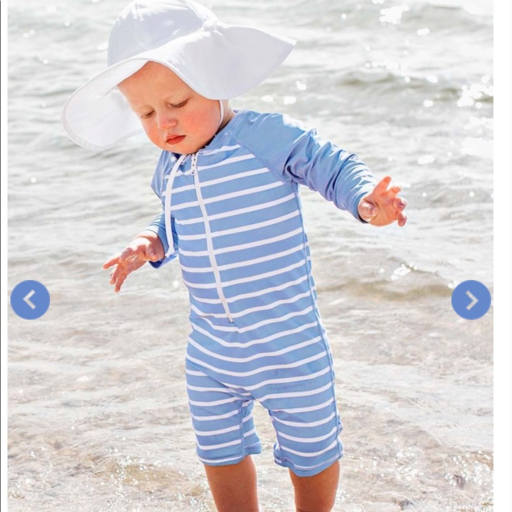 Cornflower Blue Stripe One Piece Rash Guard 3-6m